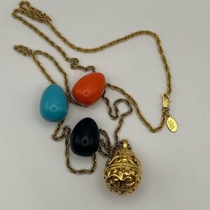 Joan Rivers Faberge-Like Cameo Egg Interchangeable Gold-plated Pendant w Chain